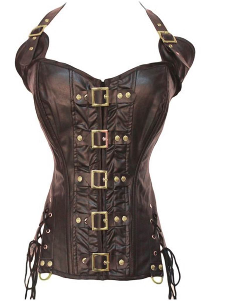 F9074 BROWN STEAMPUNK CORSET